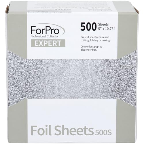 ForPro Professional Collection Expert Embossed Foil Sheets 500S, Aluminum Foil, Pop-Up Foil Dispenser, Hair Foils for Color Application and Highlighting Services, Food Safe, 5"W x 10.75"L, 500-Count