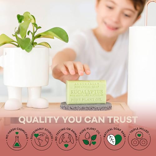 Australian Botanical Soap, Eucalyptus with Lemon, Lime, and Petitgrain 6.6 oz. (187 g) Soap Bars | Natural Soap Base | All Skin Types | Women & Men | Shea Butter Enriched Bar Soap - Pack of 4