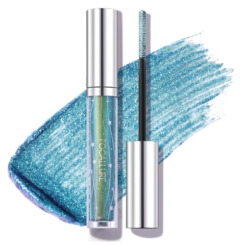 FOCALLURE Star Drifter Glitter Mascara Topper, Long Lasting Quick Dry Soft Gel, Subtle Blue Shimmer Finish, BL01 INCEPTION