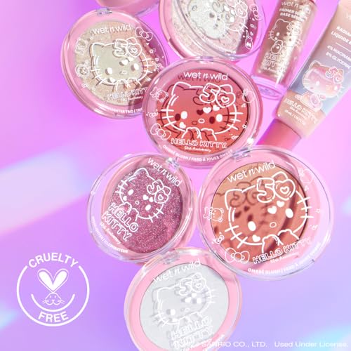 wet n wild Hello Kitty Highlighter, Multi-Dimensional Glow with Iridescent Pearls, Silky-Smooth Buildable & Blendable Formula, Cruelty-Free & Vegan - Cheerleader