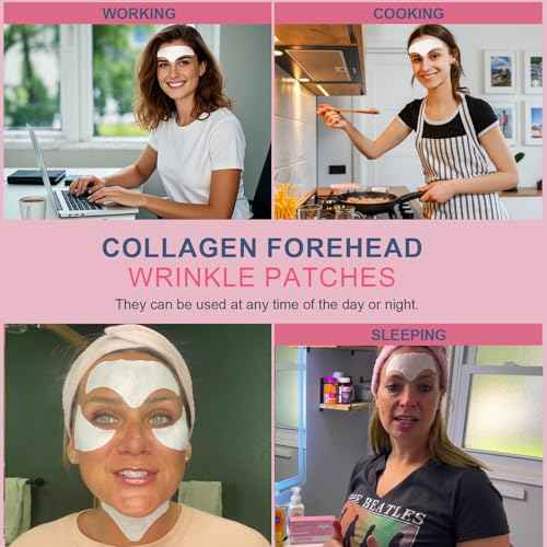 Forehead Wrinkle Patches, Collagen Anti Wrinkle Patches Overnight, Forehead Serum Patch Smooth Fine Lines & Wrinkles, Soft Facial Patches 16 Pcs