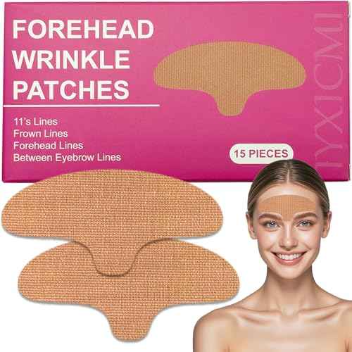 Forehead Wrinkle Patches, 15 PCS Face Tape for Wrinkles, Kinesiology Tape for Face, Facial Myofascial Lift Tape for Frown 11's Lines, Fine Lines Between Eyebrow Wrinkle Patches