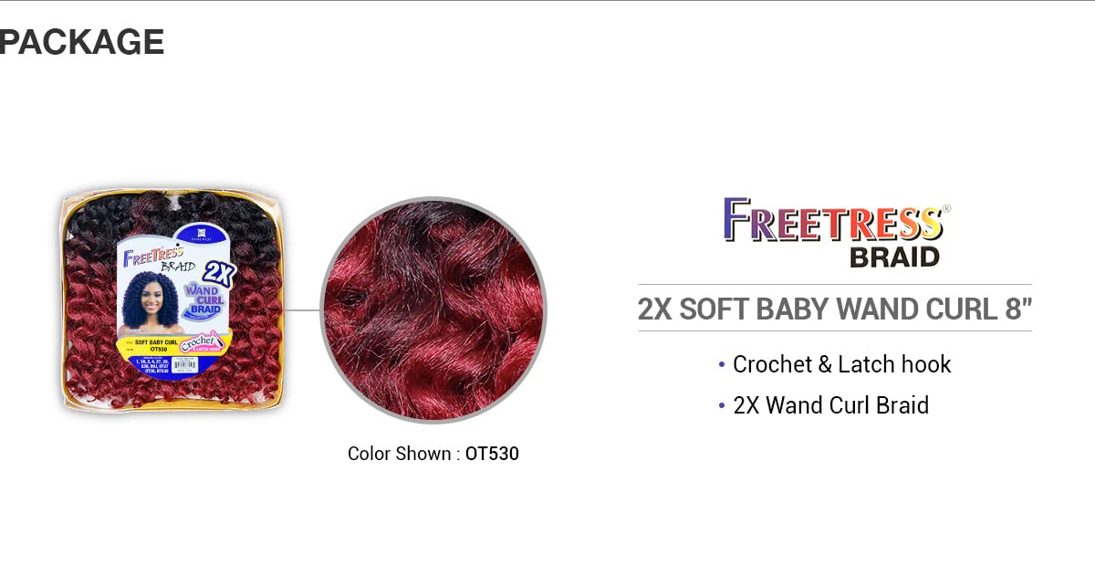 FreeTress Synthetic Hair Crochet Braids 2X Soft Baby Wand Curl (3-pack, 4)