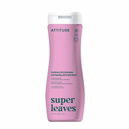 ATTITUDE Moisture Rich Hair Shampoo - EWG Verified, Vegan Formula for Dry & Damaged Hair | 16 Fl Oz