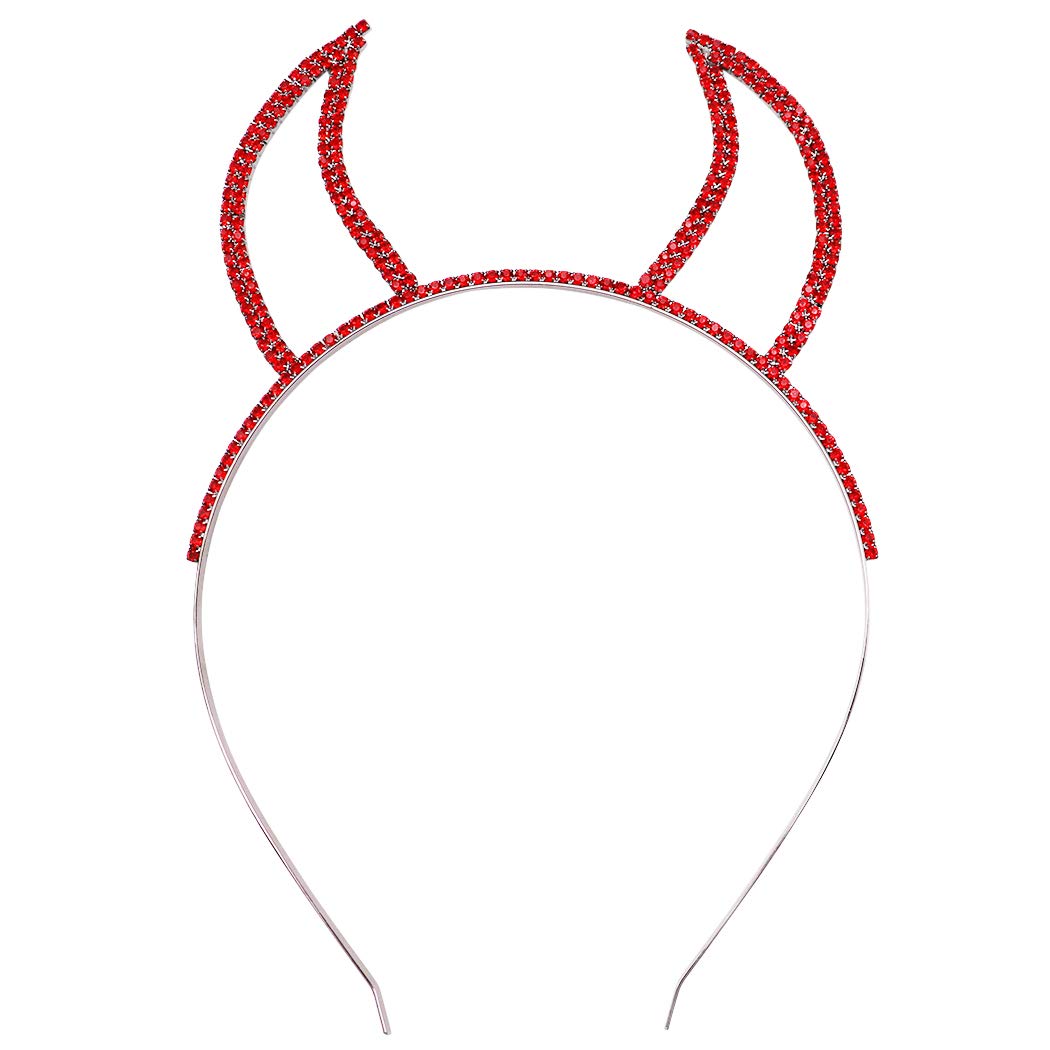 Rosemarie Collections Halloween Costume Red Rhinestone Devil Horns 1 Headband (Outline)