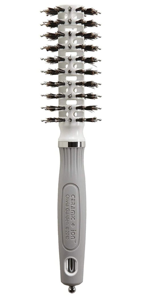 Olivia Garden Ceramic + Ion Turbo Vent Pro Hair Brush - Round Dry Brush - Not Electrical - Professional Blowout Brush for Fine Hair - For Short and Medium Lengths