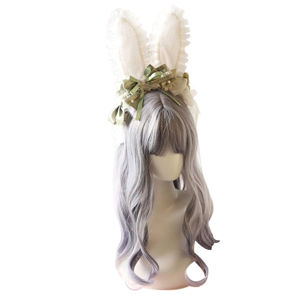 YOMORIO Bunny Ears Hair Hoop Lolita Anime Cosplay Headband Animal Ears Headwear (Green)