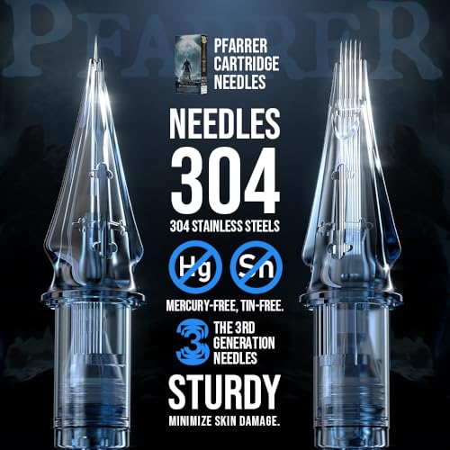 PFARRER Tattoo Needles Cartridge #12 Standard 5 Round Liner X-Taper 20PCS with Membrane Professional Disposable EN01P-20-1205RL