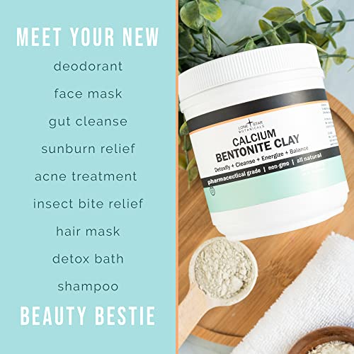 Calcium Bentonite Clay Healing Powder - Pure Pharmaceutical, Better Than Food Grade - Face, Body & Hair Mask, for Internal Use, Natural Mud Masks, Deep Pore Cleansing for Health & Beauty