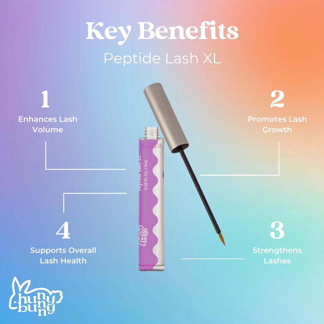 Hunny Bunny Peptide Lash XL - Eyelash Serum for Volume & Fullness - Non-Irritating Formula | 60-Day Supply (5mL) Made in USA