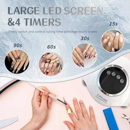 500W Professional UV LED Nail Lamp with 90 LEDs - Smart Sensor & 4 Timers for Fast Curing Gel Polish - Salon-Grade Nail Dryer for Home and Professional Use