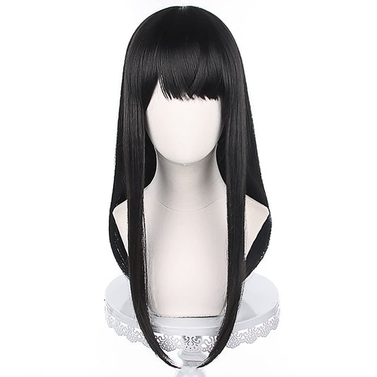 XiongXiongLe Anime Mitaka Asa Black Long Straight Wig Cosplay Chainsaw Man Women's Costume Heat Resistant Fiber Synthetic Hair with Cap Wig for Party Halloween(Mitaka Asa)