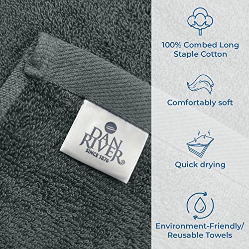 DAN RIVER 100% Ring Spun Cotton Premium Bath Towels, 27x54 inches, Pack of 4, Grey, 550 GSM - Soft, Lightweight, Highly Absorbent Towels for Bathroom, Spa, Gym, Perfect for Daily use