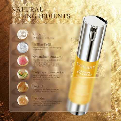 Retinol Under Eye Cream - Anti Aging Eye Cream for Dark Circles and Puffiness, Eye Bags, Wrinkles Fine Lines Skin Care Treatment Firming & Lifts for Man and Women - Gold 20ml