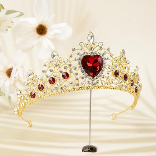 S SNUOY Tiaras and Crowns for Women Crystal Queen Crowns Rhinestone Princess Tiaras for Adult Hair Accessories for Bridal Birthday Prom Party - January Garnet