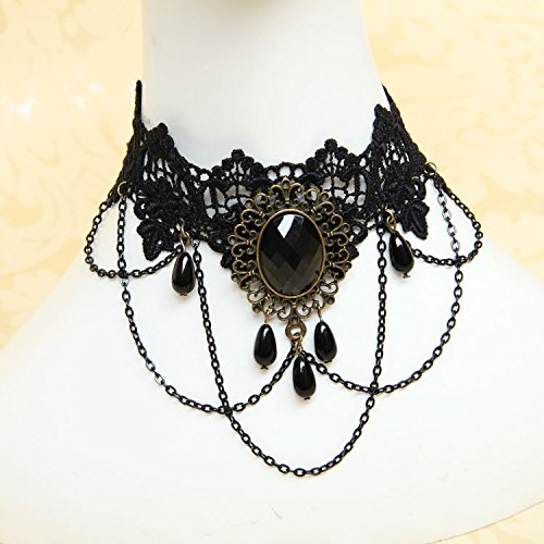 Love Sweety Halloween Vintage Crown Rose Headband Gothic Floral Headpiece (Necklace)