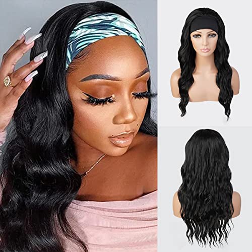 STUDIOCUT BY PROS Headband Wig 20 Inch Loose Wave Quick Wrap Headband Wig Long Wavy Curly Wigs for Black Women High Heat Resistant Synthetic Wigs HBW004 (20 Inch (Pack of 1), 99J)