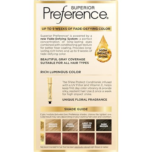 L'Oreal Paris Superior Preference Luminous Fade-Defying Permanent Hair Color, Hair Dye For Up to 9 Weeks of Radiance, Chic Auburn Brown 6AB, 1 Hair Dye Kit