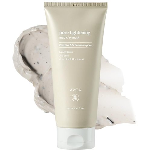 AVCA Pore Tightening Mud Clay Mask - Deep Cleansing with Kaolin & Bentonite, 200ml | Minimizes Pores