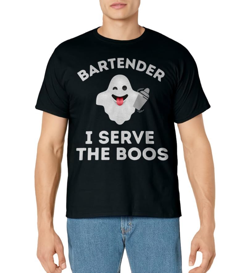 Funny Halloween Bartender Costume I Serve the Boos Bartender T-Shirt