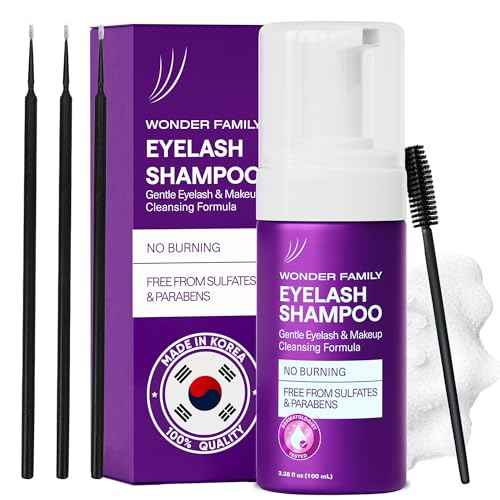 Lash Shampoo Kit with Eyelash Spoolie & Eyelash Shampoo Included - Lash Cleaning Kit for Salon, Home - No Parabens, No Sulfates - Eye Wash Kit with a Brush - 3.38 Fl Oz