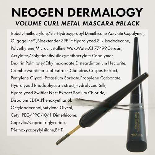 [K-Beauty] Neogen Dermalogy Extra Volume Curl Metal Mascara 0.20 oz | Lash Telescopic Lift Mascara Black Volume and Length Refillable (Volume, Black)