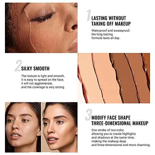 evpct 4 Colors Contour Stick Makeup Set, Cream Concealer Stick Contouring Palette Makeup Kit for Beginners, Nose Bronzer Sticks, Liquid Face Highlighter Make up contorno maquillaje, 01+03