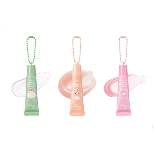 TONYMOLY Hot Fudge Sundae Lip Gloss Set - Keychain Glosses in Frosted Milk, Chocolate Glaze & Sheer Cherry Red, 11ml