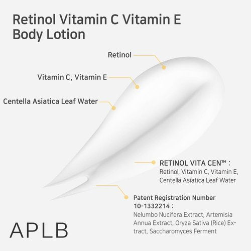 APLB Retinol Body Lotion - Vitamin C & E | 9.3% Formula for Long-Lasting Hydration & Wrinkle Care - 10.14 FL.OZ