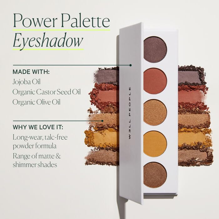 Well People Power Palette Eyeshadow - Five Long-Wear, Hyper-Pigmented Shades | Vegan & Cruelty-Free, Taupe
