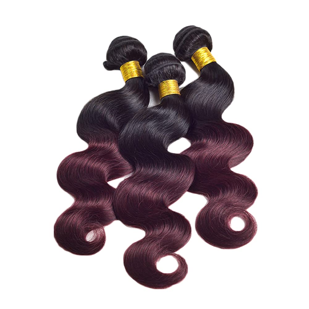 Burgundy Human Hair Bundles 1b99j Body Wave Bundles Brazilian Virgin Remy Hair 3 Bundles 12 14 16 Inch Dark Burgundy Body Wave Bundles Soft Hair Extensions Red Human Hair Bundles