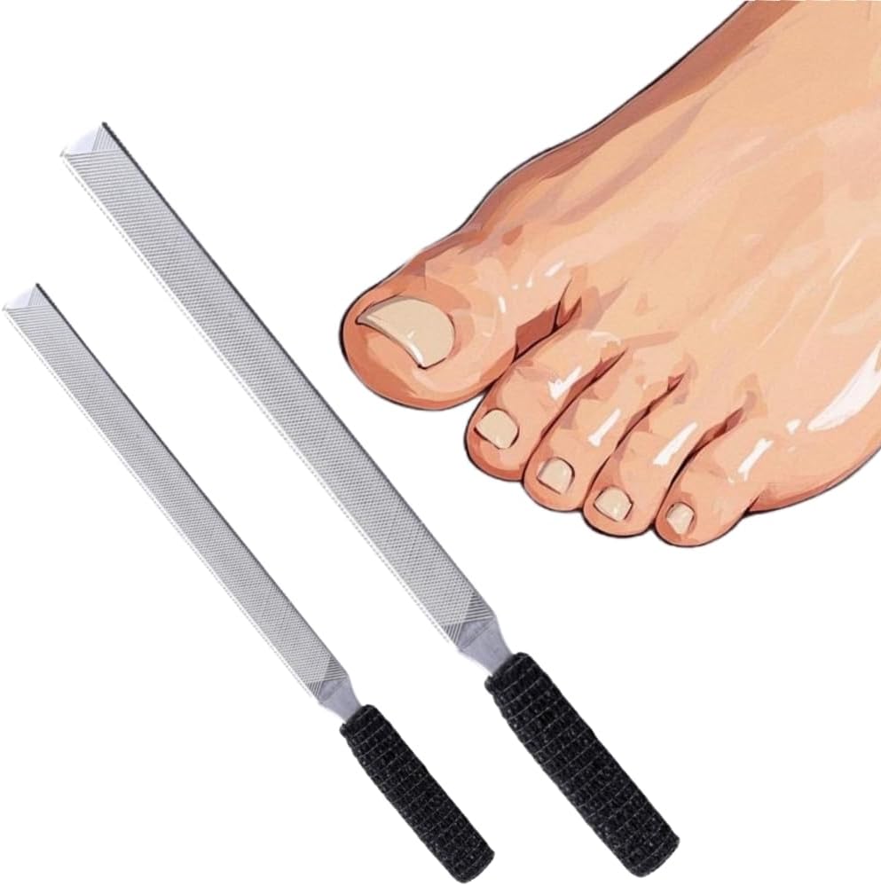 Skiennix Stainless Steel Toe Nail Files - 2-Piece Set for Thick Nails | Ideal for Men, Seniors & Dogs