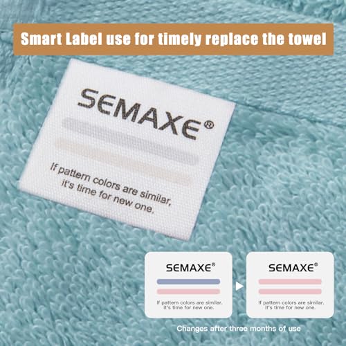 SEMAXE Bath Towel for Bathroom, 100% Cotton Towel with Hanging Loop and Smart Tag, Hotel & Spa Quality Soft Absorbent Towel, Gift Box Packaging, 1 Pc Blue Bath Towel, 54" L x 27" W