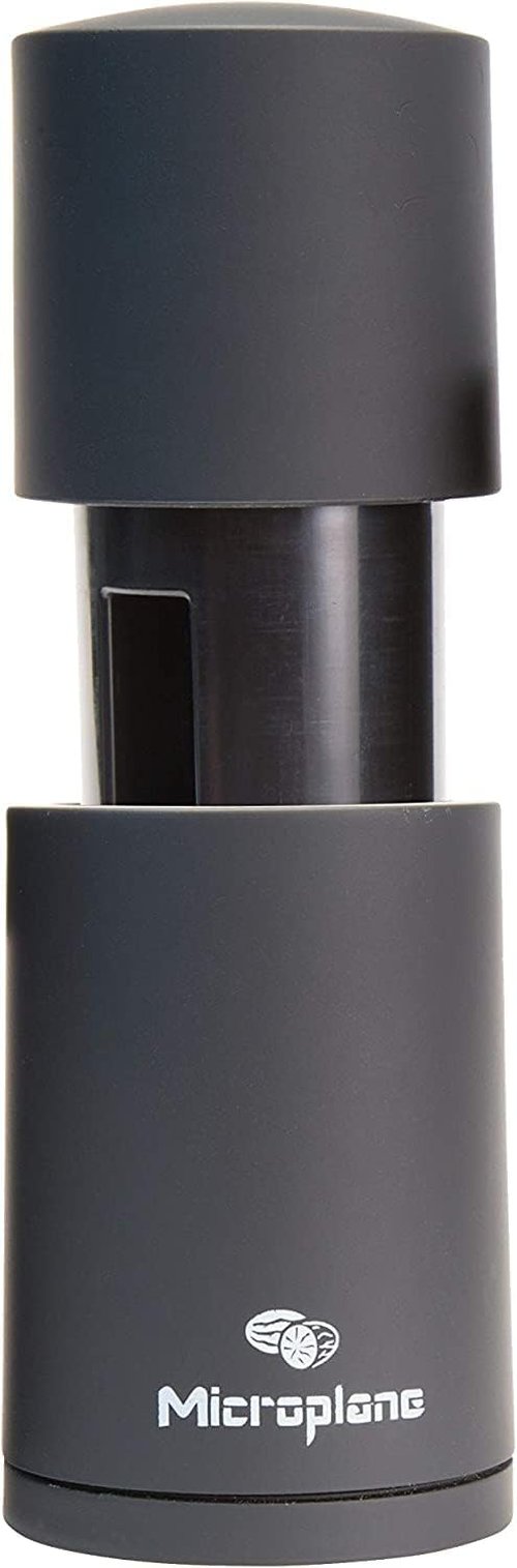 Microplane Manual Spice Mill - Versatile Cinnamon Grinder & Nutmeg Grater | Sleek Black Design