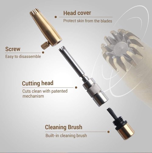 Royal Premium Nose Hair Trimmer for Men - Manual, Battery-Free, Waterproof, Brass & Stainless Steel ET-32