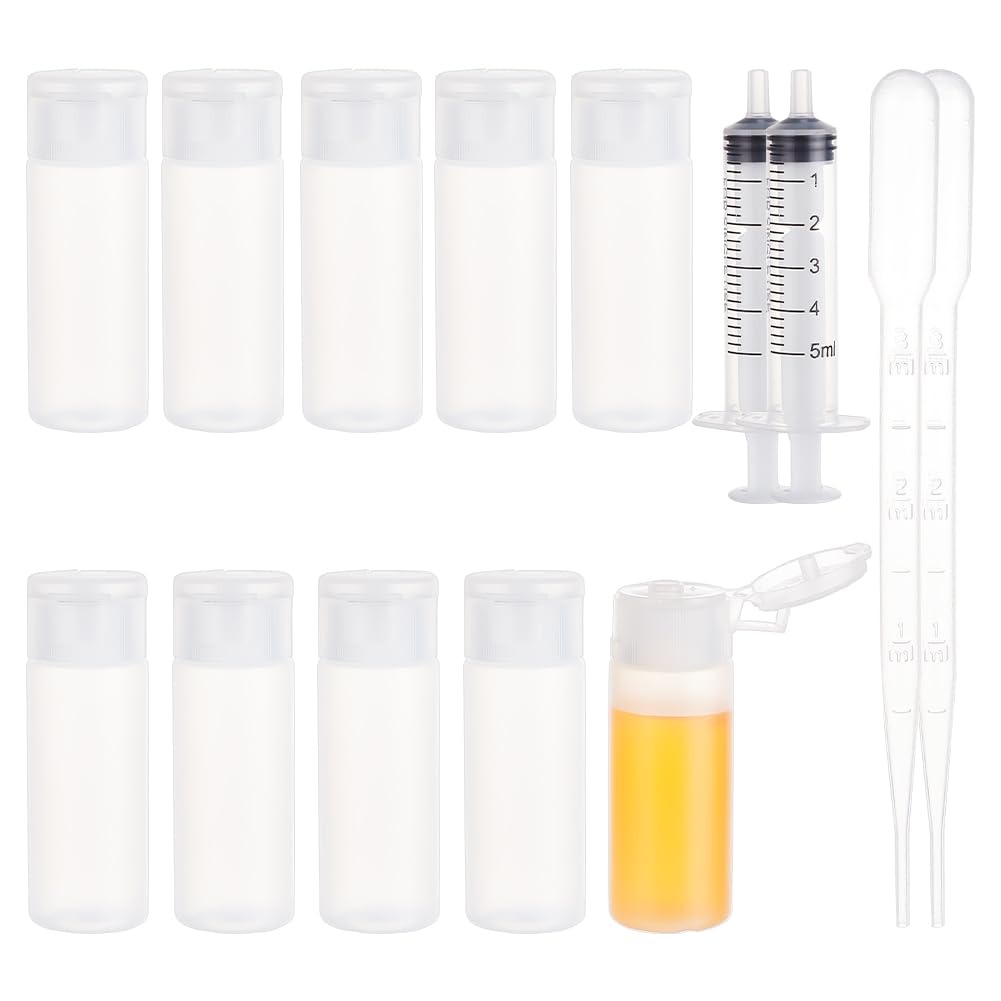 BENECREAT 10 Pack 12ml Small Plastic Flip Cap Sample Bottle Empty Refillable Travel Bottles for Makeup Cosmetic Toiletries Product