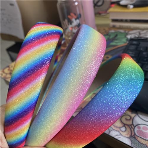 milylove Headbands for Women, Glitter Sparkly Headbands, Colorful Rainbow Hair Band, Non Slip Wide Headband, Fashion Hair Accessories for Girls, Makeup, Face Wash (1 Count, Twill Rainbow)