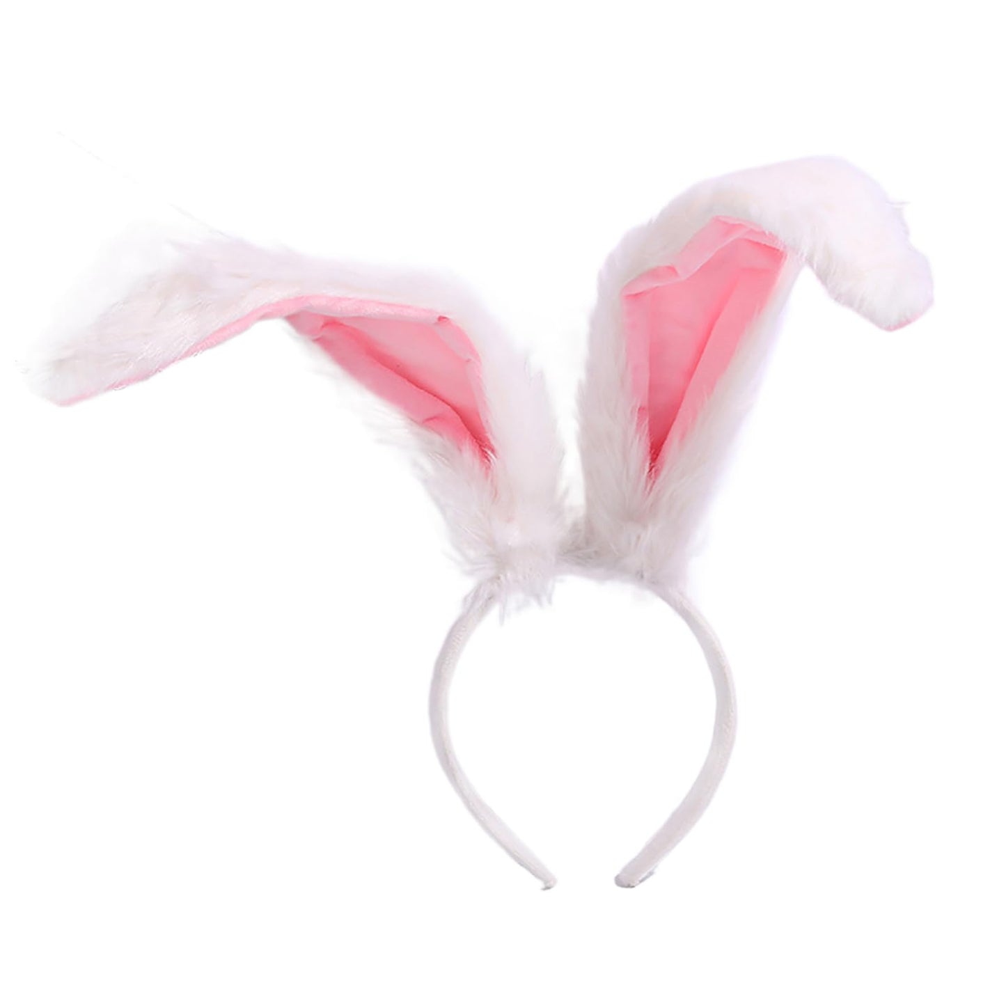 FunSpt Easter Bunny Rabbit Ears Plush Headband Halloween Costume for Aldult White 3