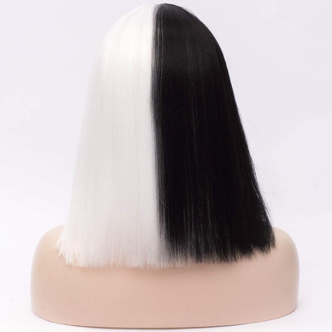 Cying Lin Short Straight Black and White Wig For Women Cosplay Halloween Party (Black and White4)