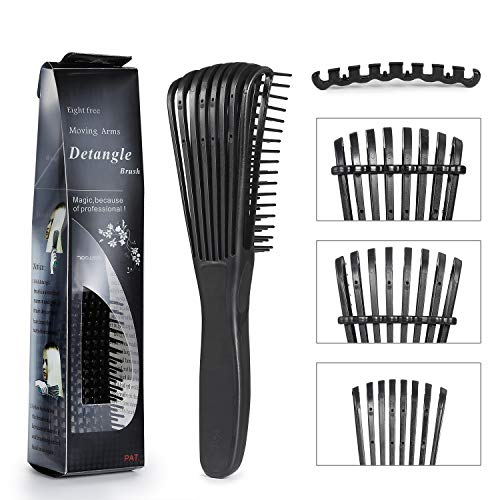 BESTOOL Detangling Brush, Detangler Brush for Natural Black/ Curly Hair Afro 3/4abc Texture, Faster n Easier Detangle Wet or Dry Hair with No Pain (Black)