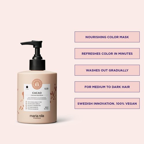 Maria Nila Color Refresh Cacao | Brown Hair Mask with Semi-Permanent Pigments - 100% Vegan & Sulfate-Free
