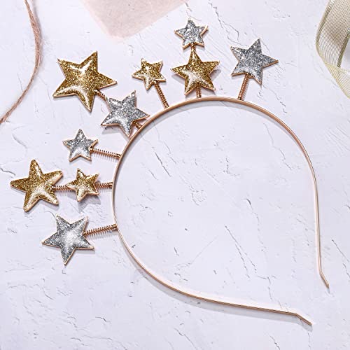 New Year Eve Headband Tiara Glitter Star Christmas Hairband for Women Girls Stars Headpiece Hair Accessory Party Favors Decor