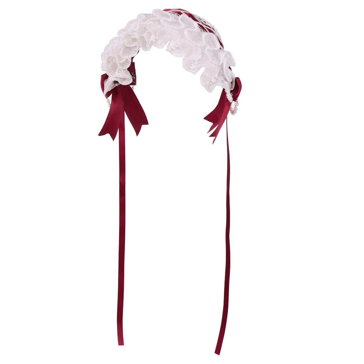 COSDREAMER Girls Maid Cosplay Headband Lace Flower Headwear (Red)