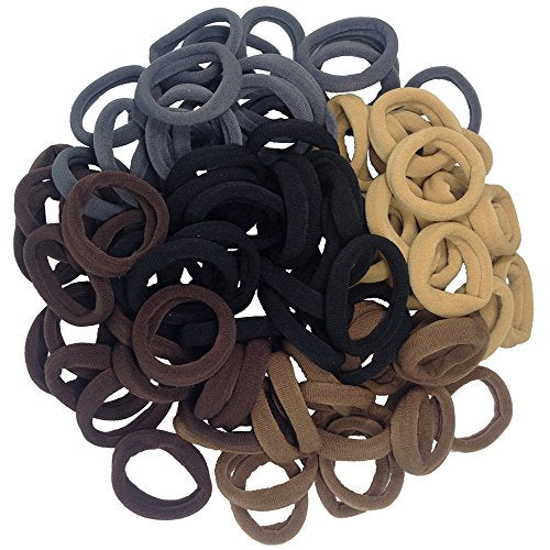 J-MEE Hair Bands 100PCS Seamless Cotton Ponytail Holders Scrunchies Hair Accessories for Thick Hair (black)