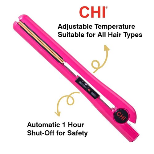 CHI Tourmaline Ceramic Flat Iron | Professional Hair Straightener for Silky Smooth, Frizz-Free Hair - Pure Pink 1" Plates