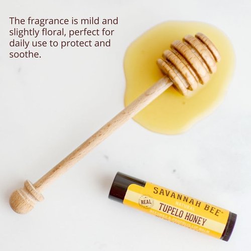Savannah Bee Company Beeswax Lip Balm - Natural Tupelo Honey, 0.15-Ounce (Pack of 4)