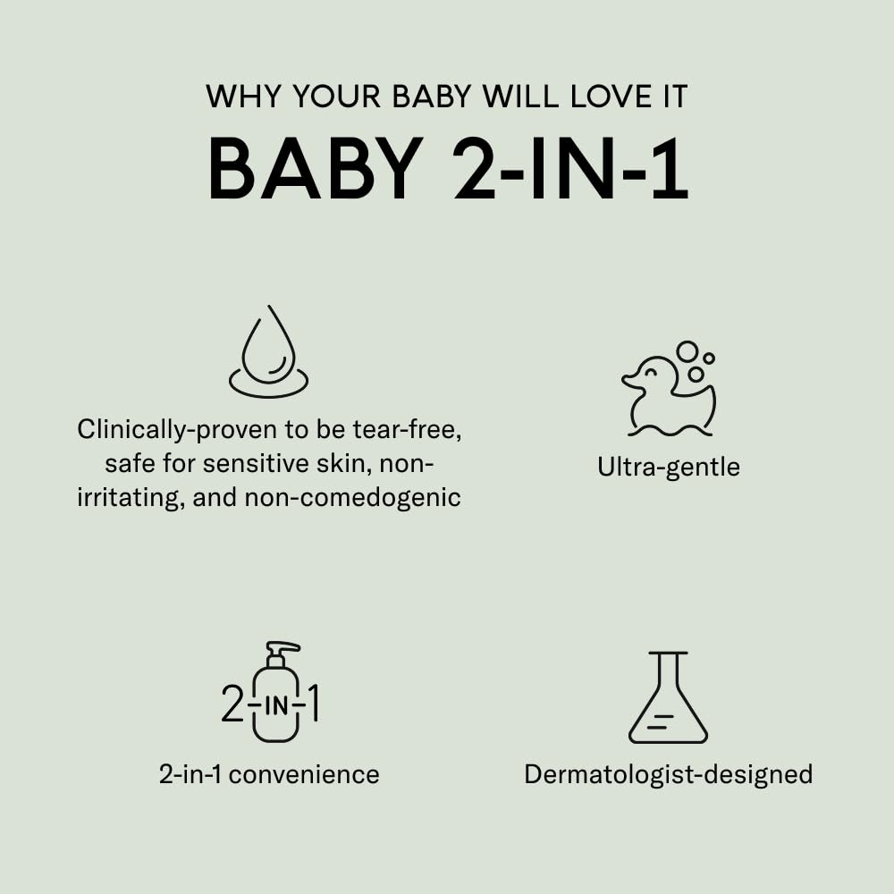 SEEN Baby 2-in-1 Shampoo & Body Wash - Fragrance-Free, Tear-Free Cleanser for Sensitive Skin