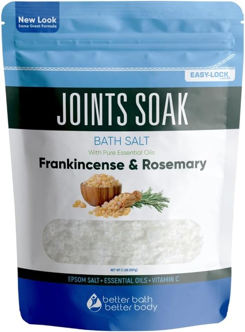 Joints Soak Bath Salt - 32 Ounces Epsom Salt with Rosemary, Frankincense & Peppermint Oils | Vitamin C Infused