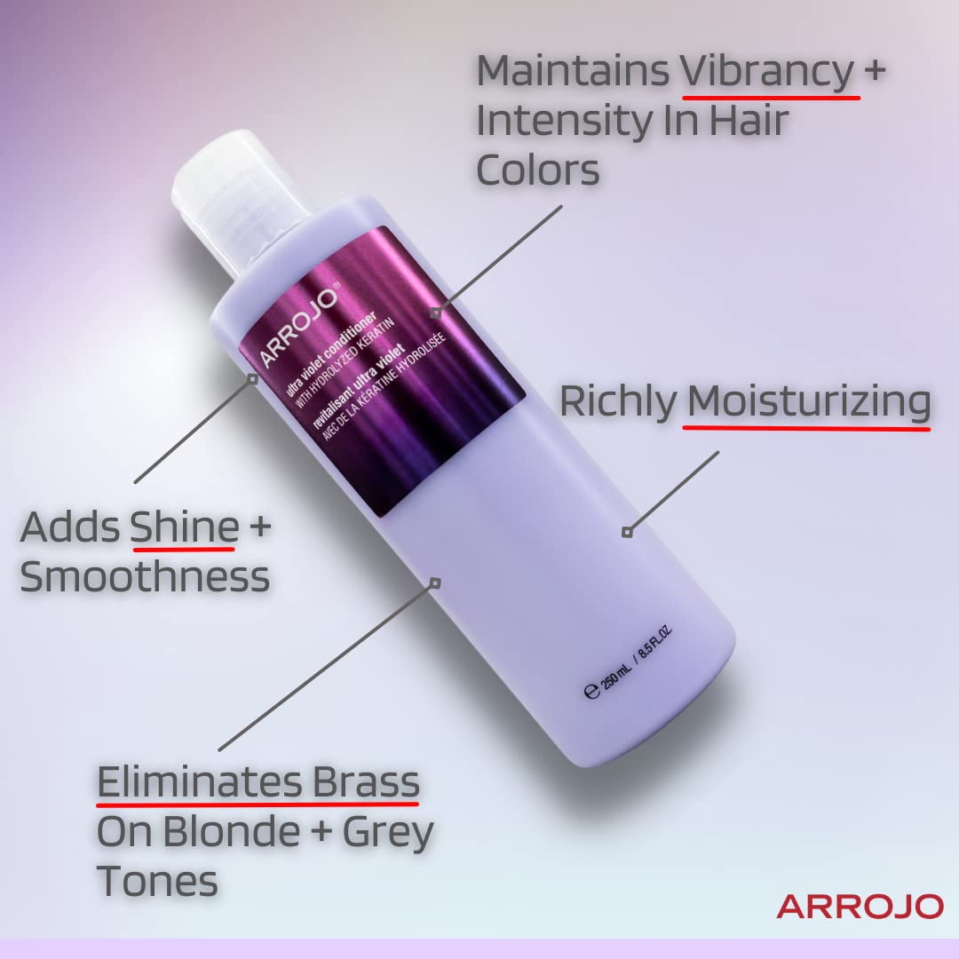 ARROJO Ultra Violet Conditioner - Floral Bouquet for Blonde Hair | 8.5 Fl Oz