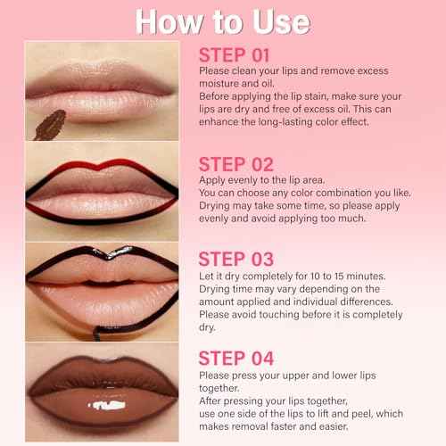 Lip Stain - Lip Stain Peel Off | Waterproof, Transfer-Resistant, Smudge-Proof | Precise Application, One-Peel Finish | Long Lasting Lip Liner Stain for All-Day Color Hold£¨Light Brown£©